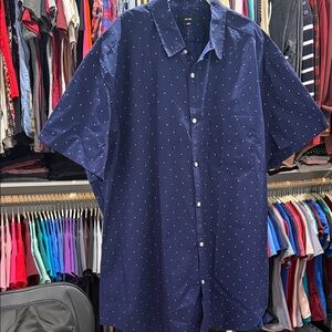 Classic Navy Blue Polka Dot Men's Shirt